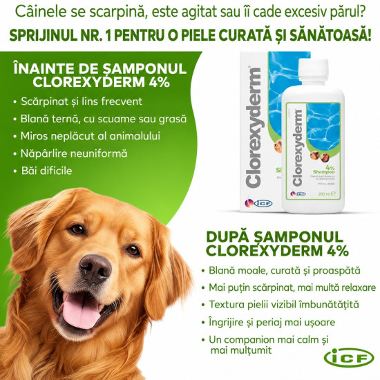 Șampon Clorexyderm 4 – Pentru Câini și Pisici – 250 ml